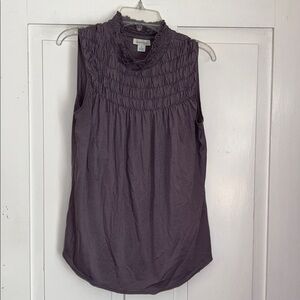 SUNDANCE Women’s Smocked Top Sleeveless Everyday Essence Purple Med Fairy Ruffle